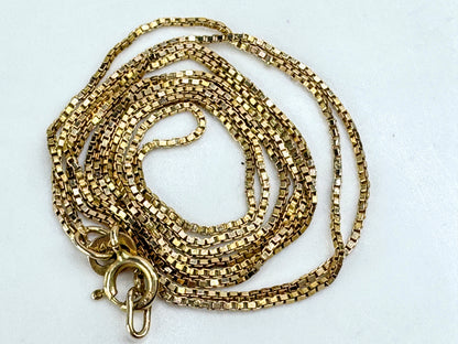 Vintage 14K yellow gold 24-inch box chain necklace 0.92mm classic link JR1913