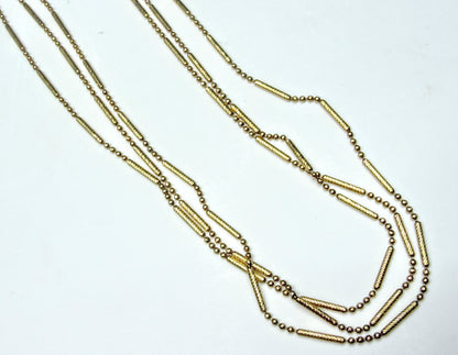Italian Triple Strand Diamond Cut Bar and Bead Necklace 15 3/4" 7.2g JR1789