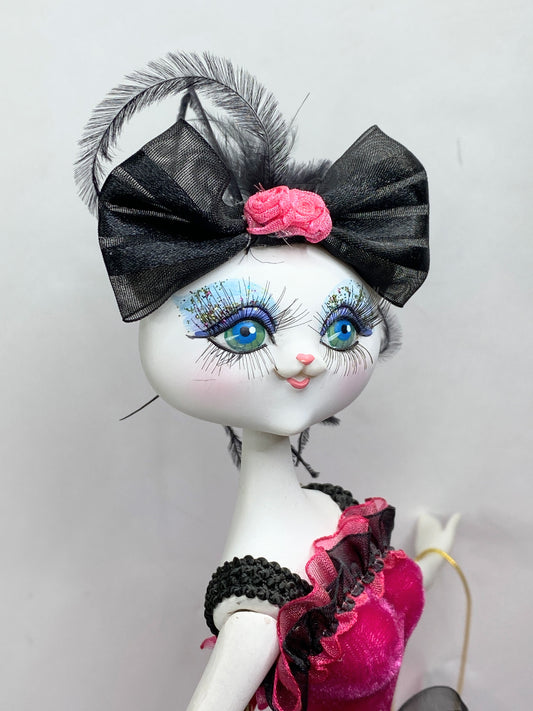 Katherine’s Collection Glam Kitty Claire Figurine NIB Pink Polka Dress Cat XN64