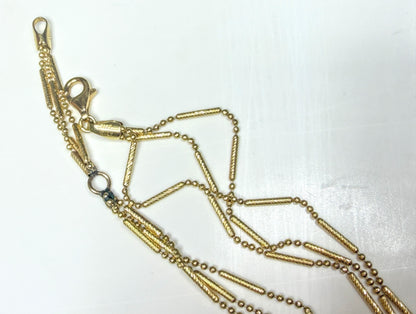 Italian Triple Strand Diamond Cut Bar and Bead Necklace 15 3/4" 7.2g JR1789