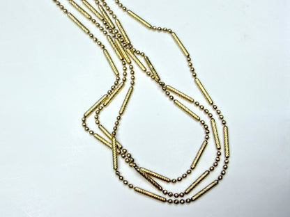 Italian Triple Strand Diamond Cut Bar and Bead Necklace 15 3/4" 7.2g JR1789
