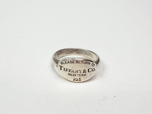 Vintage Tiffany & Co. Return to Tiffany Oval Tag Ring Sterling Size 6 JR1126