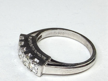 Vintage Platinum 1.00ct F/VS Asscher Diamond Band Ring s6 6.5g JR1812