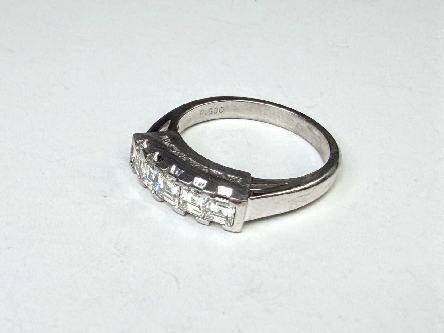 Vintage Platinum 1.00ct F/VS Asscher Diamond Band Ring s6 6.5g JR1812