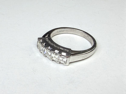 Vintage Platinum 1.00ct F/VS Asscher Diamond Band Ring s6 6.5g JR1812