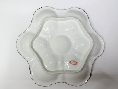 Antique Italian Ginori Doccia Oyster Plate Shell Form c1880 Pink Rim 8.75" A730