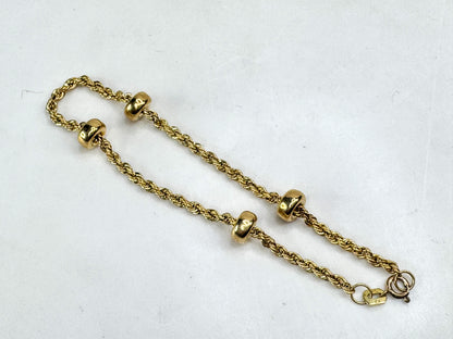 Vintage 10K gold rope chain station bead bracelet delicate fine jewelry JR1914