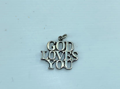 Rare retired Tiffany & Co. GOD LOVES YOU Sterling Silver charm/Pendant JR597