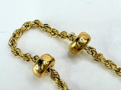 Vintage 10K gold rope chain station bead bracelet delicate fine jewelry JR1914