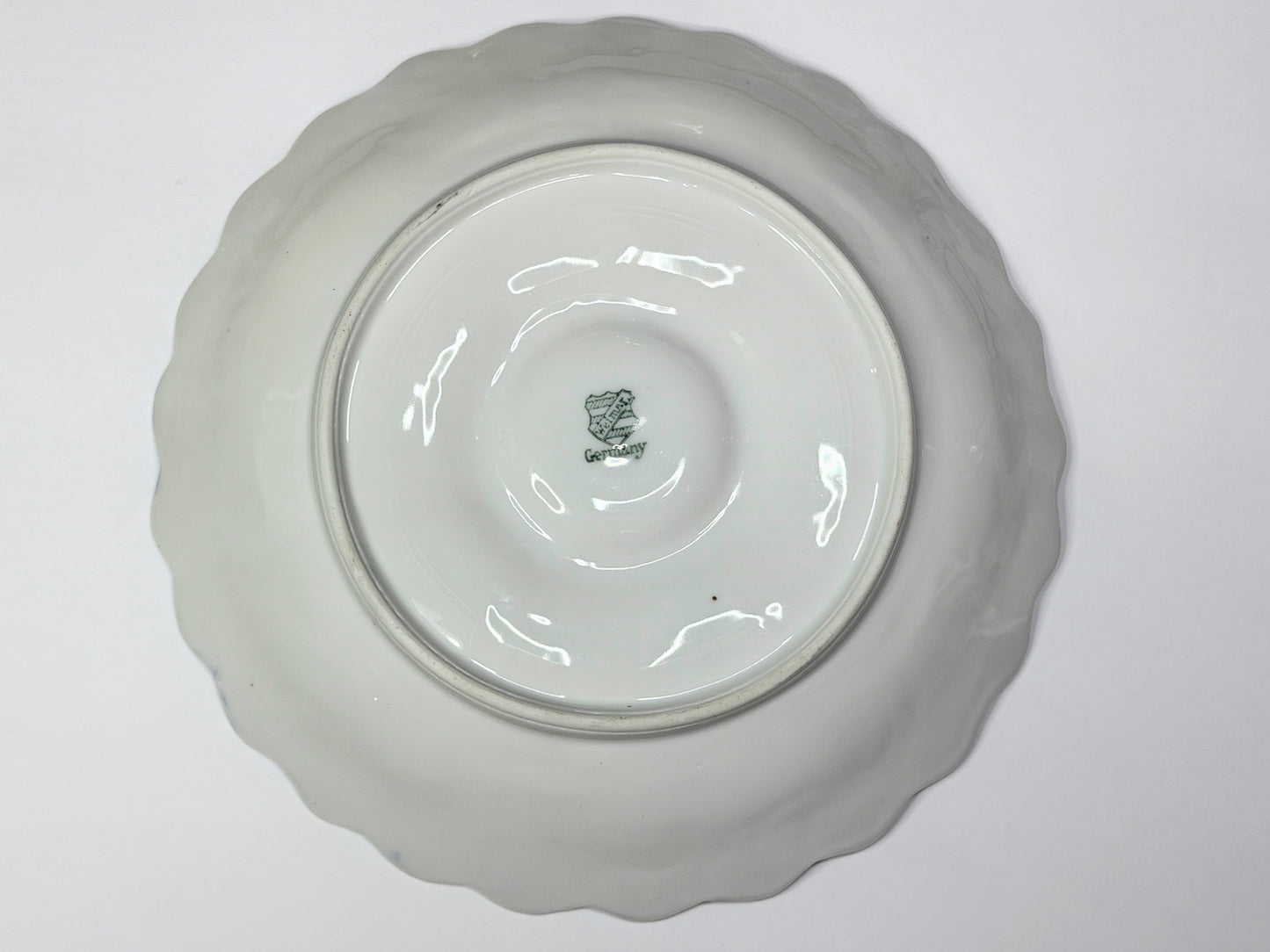 Antique German W&C Oyster Plate Blue White Scenic Shell Form 8.25" A731