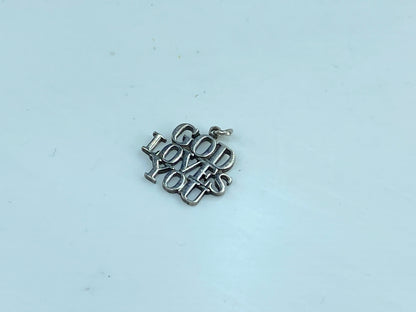 Rare retired Tiffany & Co. GOD LOVES YOU Sterling Silver charm/Pendant JR597