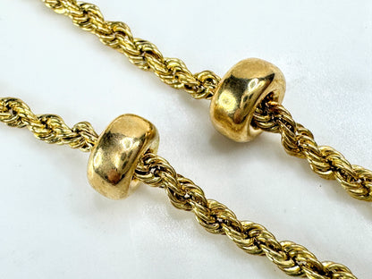 Vintage 10K gold rope chain station bead bracelet delicate fine jewelry JR1914