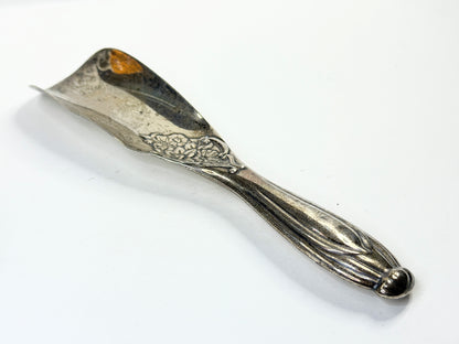 Antique Sterling Silver Floral Embossed Shoehorn  60.4g 7 1/4:x 1 3/4" SS457