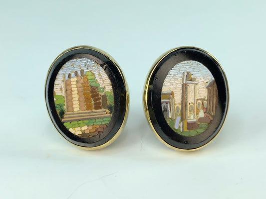 Late 19th century 18K/14K Yellow Gold Micro Mosaic cufflinks  13.5g JR88