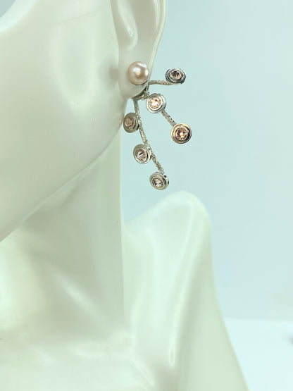 Rare Christian Dior Pearl Champagne color Rhinestones earrings 1.25" 5g GS272