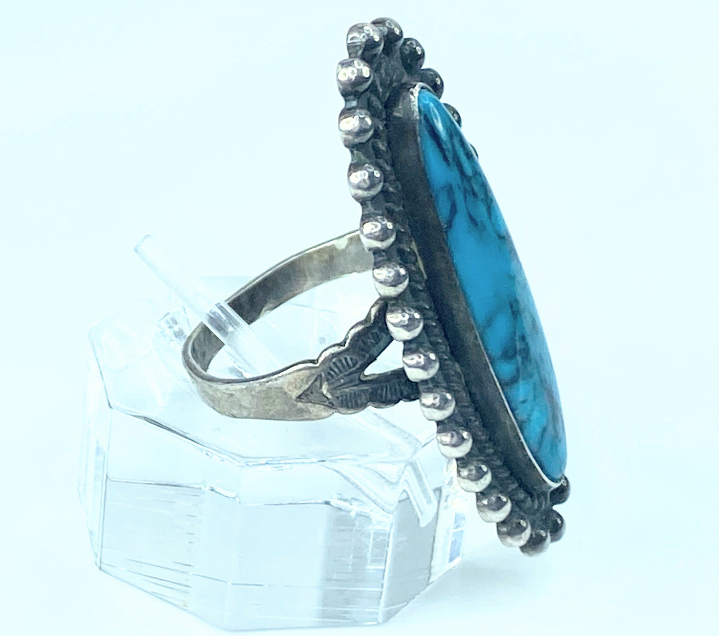 Jane Poproski Native American Sterling Turquoise Ring s6.5 9.8g JR8870