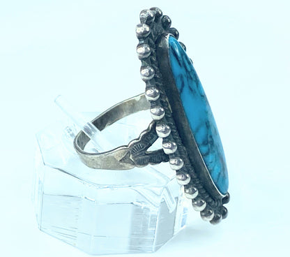 Jane Poproski Native American Sterling Turquoise Ring s6.5 9.8g JR8870