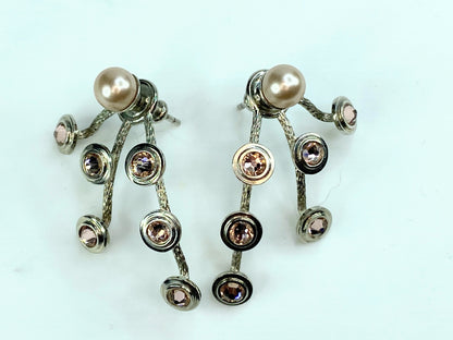 Rare Christian Dior Pearl Champagne color Rhinestones earrings 1.25" 5g GS272