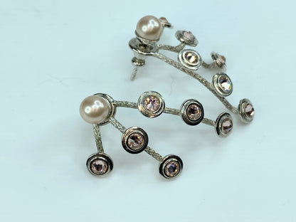 Rare Christian Dior Pearl Champagne color Rhinestones earrings 1.25" 5g GS272