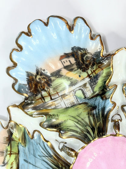 Antique Austrian Oyster Plate Riverside Life Becher & Stark Porcelain 9.25" A728