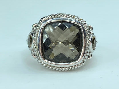 Atelier Sterling Silver Smoky Quartz Citrine statement ring 6.5g s6.5 JR89