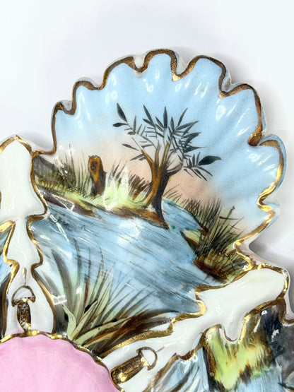 Antique Austrian Oyster Plate Riverside Life Becher & Stark Porcelain 9.25" A728