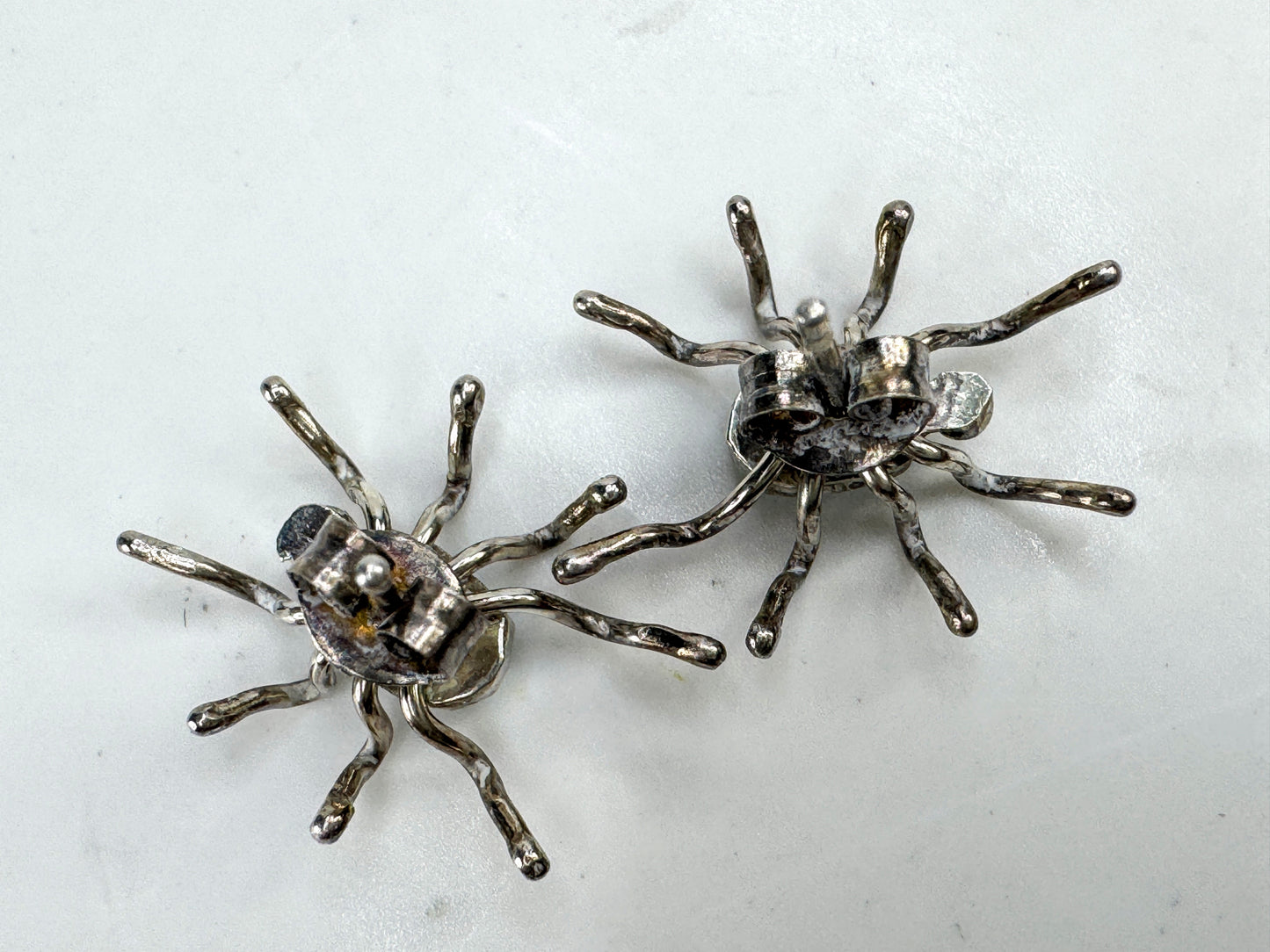 Vintage sterling silver turquoise spider stud earrings southwestern JR1917