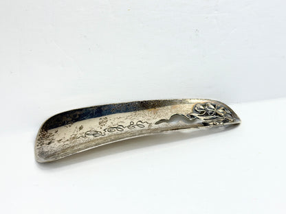 Antique Sterling Silver Floral Cutout Shoehorn Monogram LCP 39.5g 4 5/8" SS459