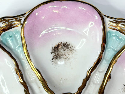 Antique German Carl Tielsch Oyster Plate Pink Cream Shell Form c1880 9.5" A729