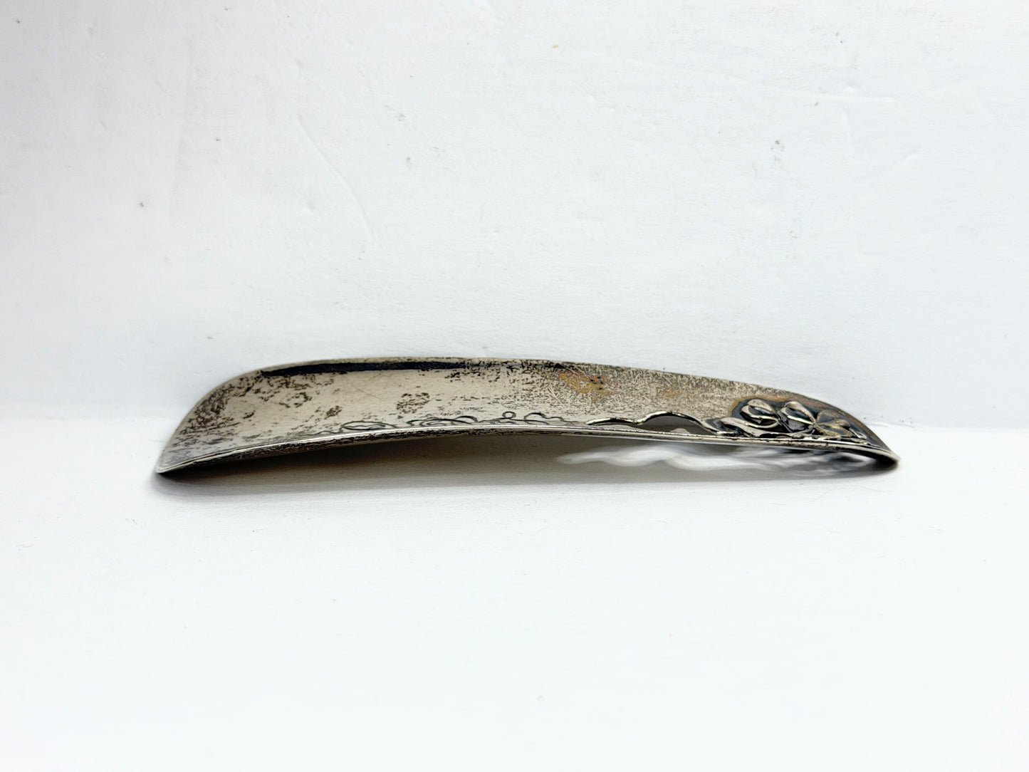 Antique Sterling Silver Floral Cutout Shoehorn Monogram LCP 39.5g 4 5/8" SS459