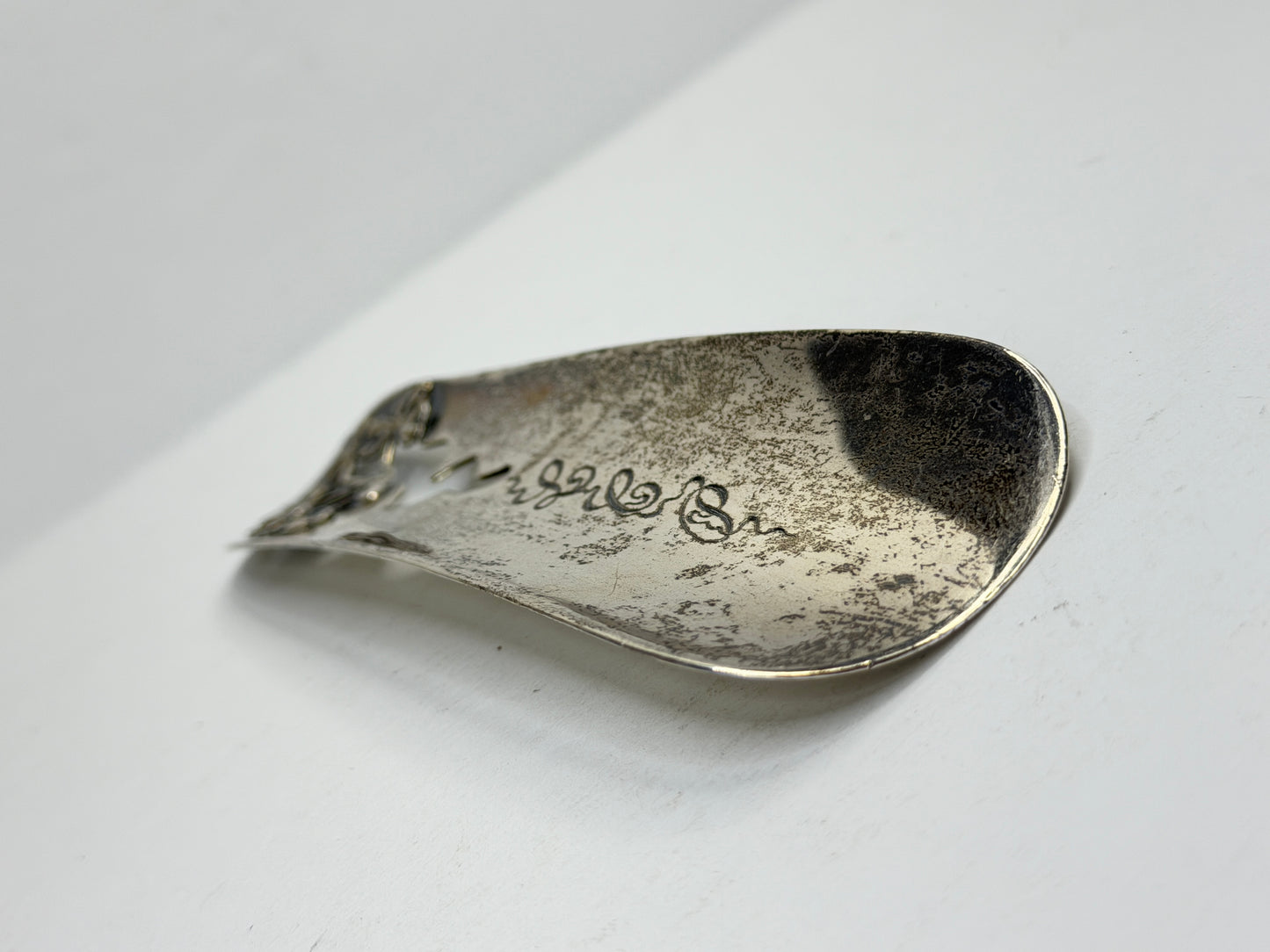 Antique Sterling Silver Floral Cutout Shoehorn Monogram LCP 39.5g 4 5/8" SS459
