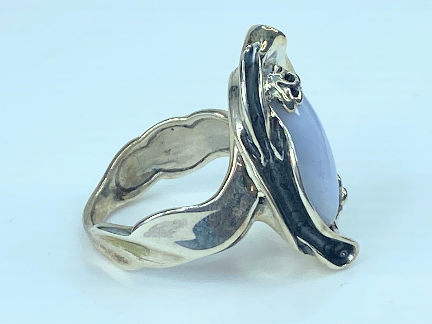 Carolyn Pollack 20mm Blue Lace Agate Sterling Ring s9.5 14.8g JR8872