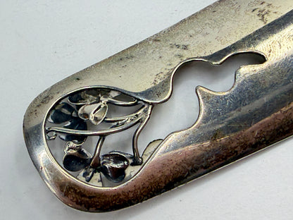 Antique Sterling Silver Floral Cutout Shoehorn Monogram LCP 39.5g 4 5/8" SS459