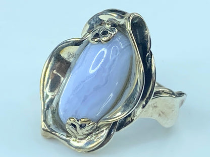 Carolyn Pollack 20mm Blue Lace Agate Sterling Ring s9.5 14.8g JR8872