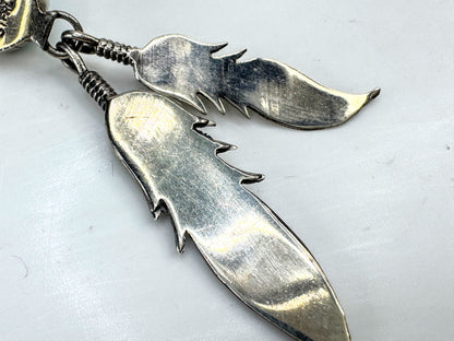 Vintage Native American sterling bear head turquoise pendant necklace JR1918