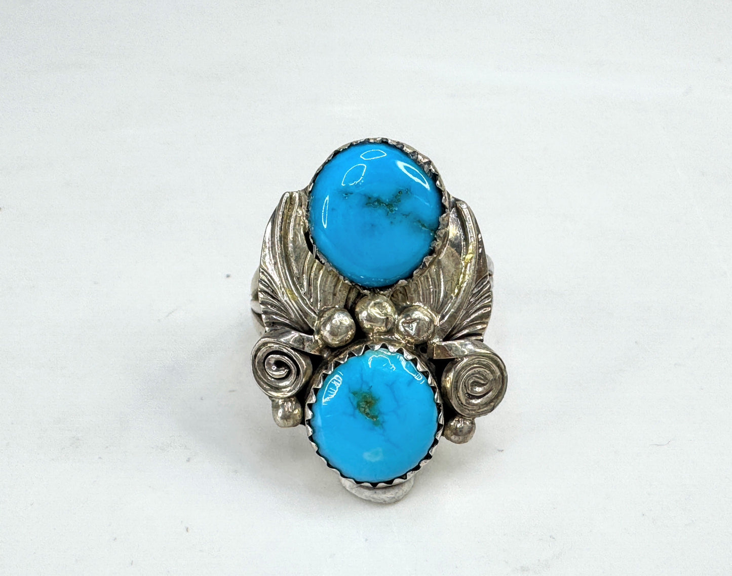 Vintage SRB sterling silver turquoise statement ring s8 Native American JR1919