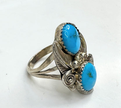 Vintage SRB sterling silver turquoise statement ring s8 Native American JR1919