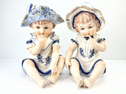 Vintage KPM Germany Porcelain Boy & Girl Figurines Set Piano baby A1118