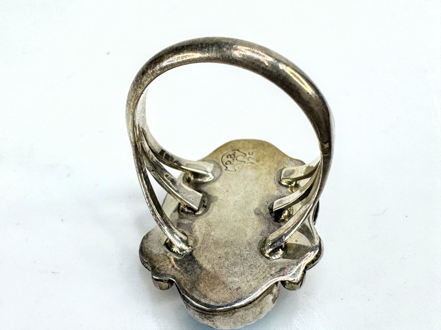 Vintage SRB sterling silver turquoise statement ring s8 Native American JR1919