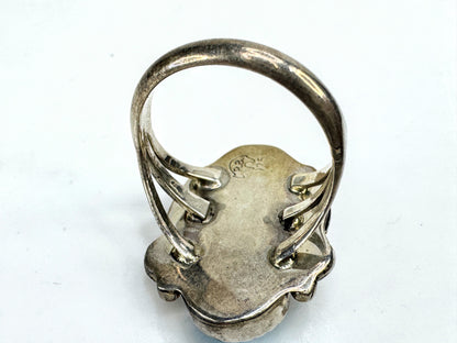 Vintage SRB sterling silver turquoise statement ring s8 Native American JR1919