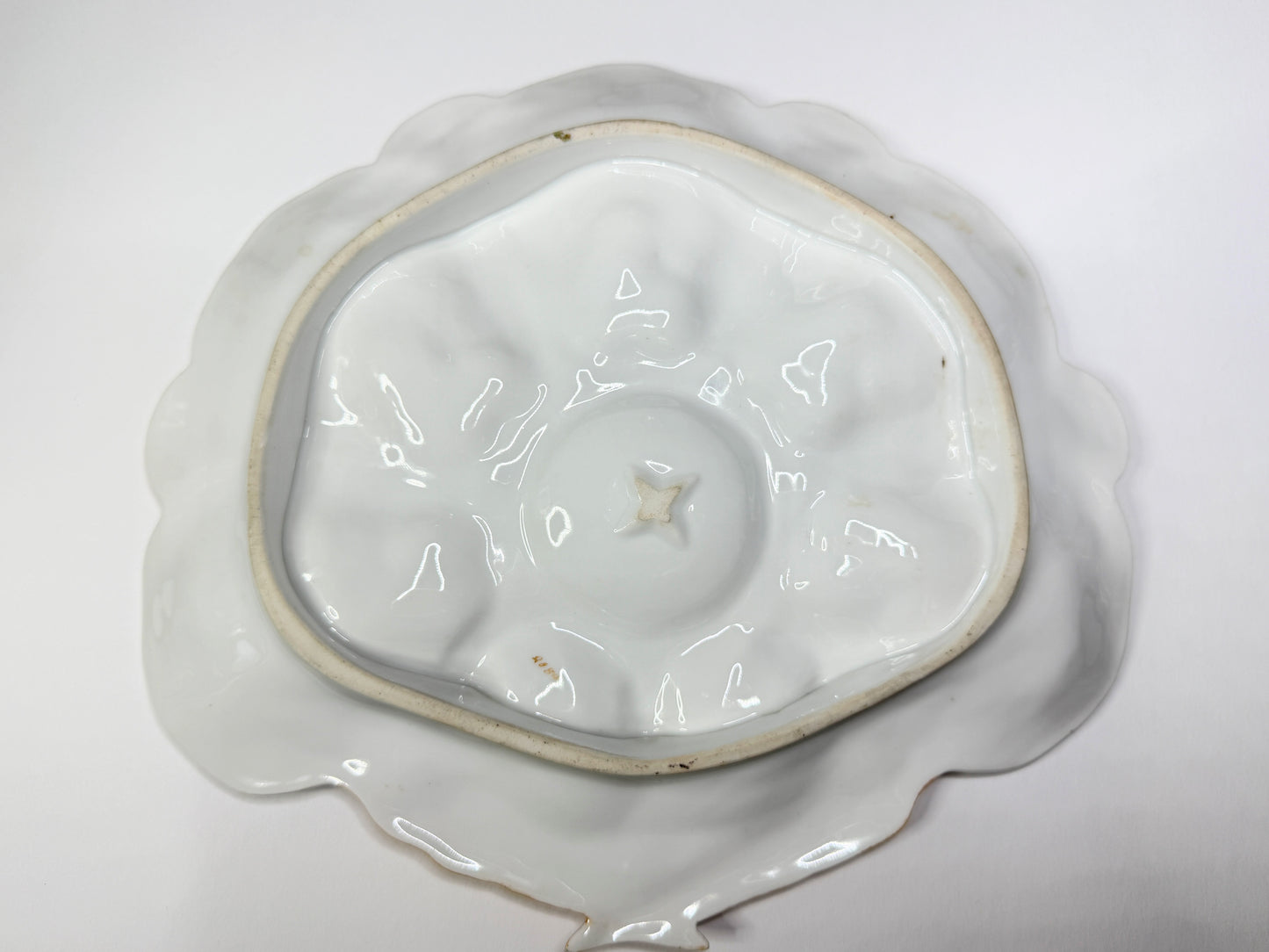 Antique French Faience Oyster Plate Nautical Sailing Boats 10" x 9" A733