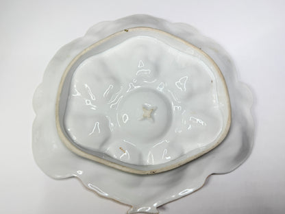 Antique French Faience Oyster Plate Nautical Sailing Boats 10" x 9" A733