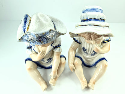 Vintage KPM Germany Porcelain Boy & Girl Figurines Set Piano baby A1118