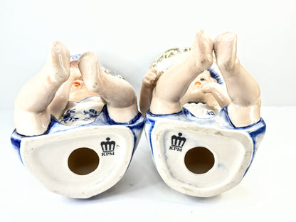 Vintage KPM Germany Porcelain Boy & Girl Figurines Set Piano baby A1118