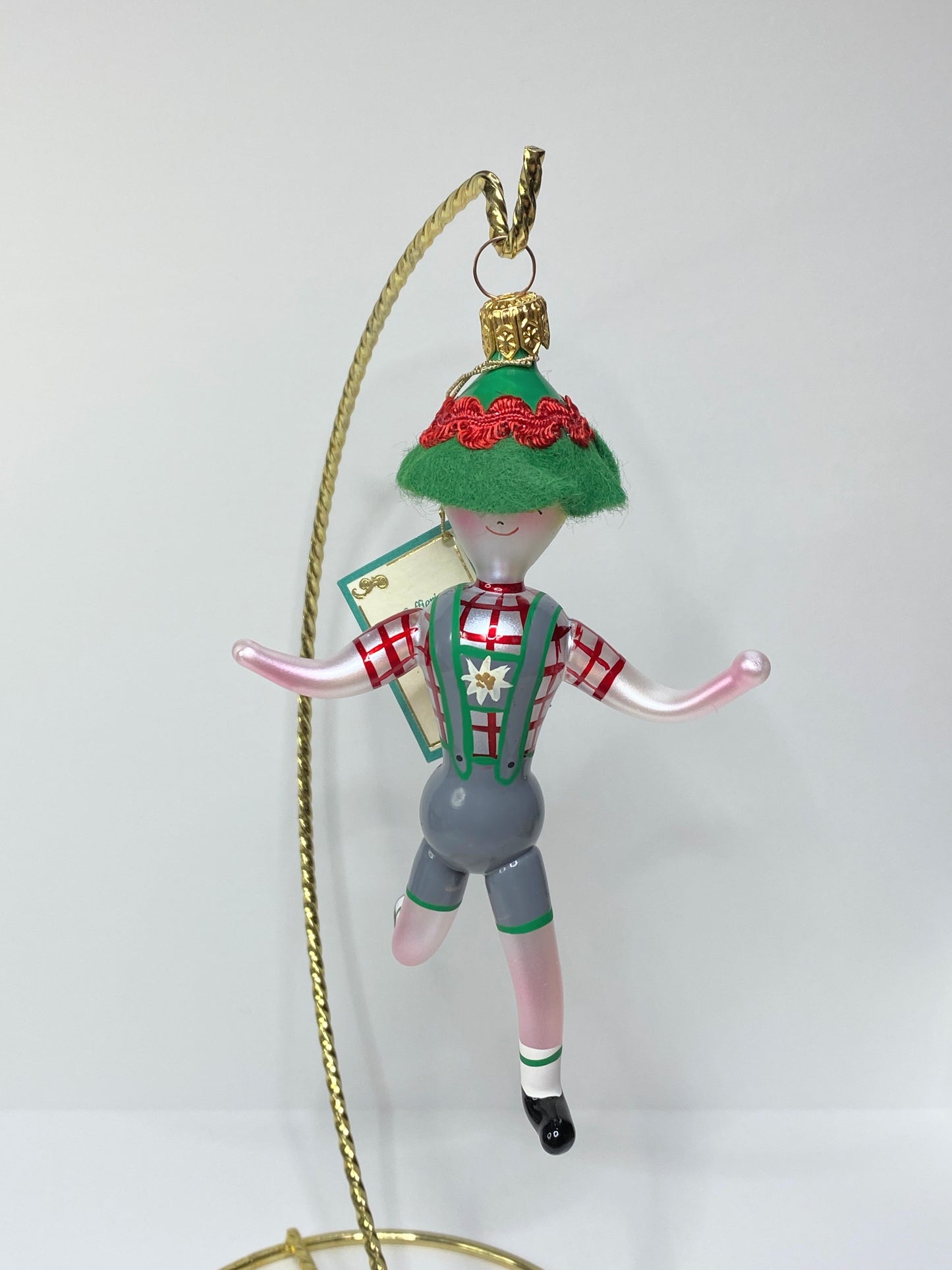 Soffieria De Carlini glass Christmas ornament in Bavarian-style lederhosen XN88