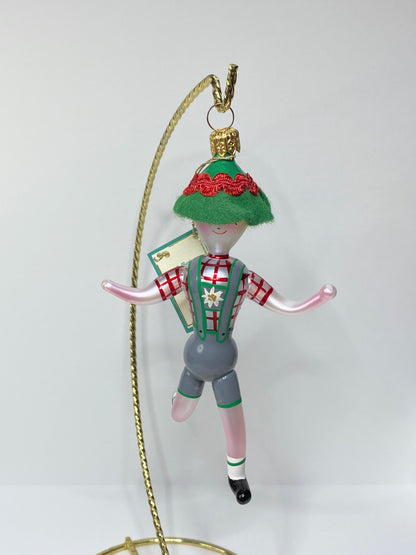 Soffieria De Carlini glass Christmas ornament in Bavarian-style lederhosen XN88