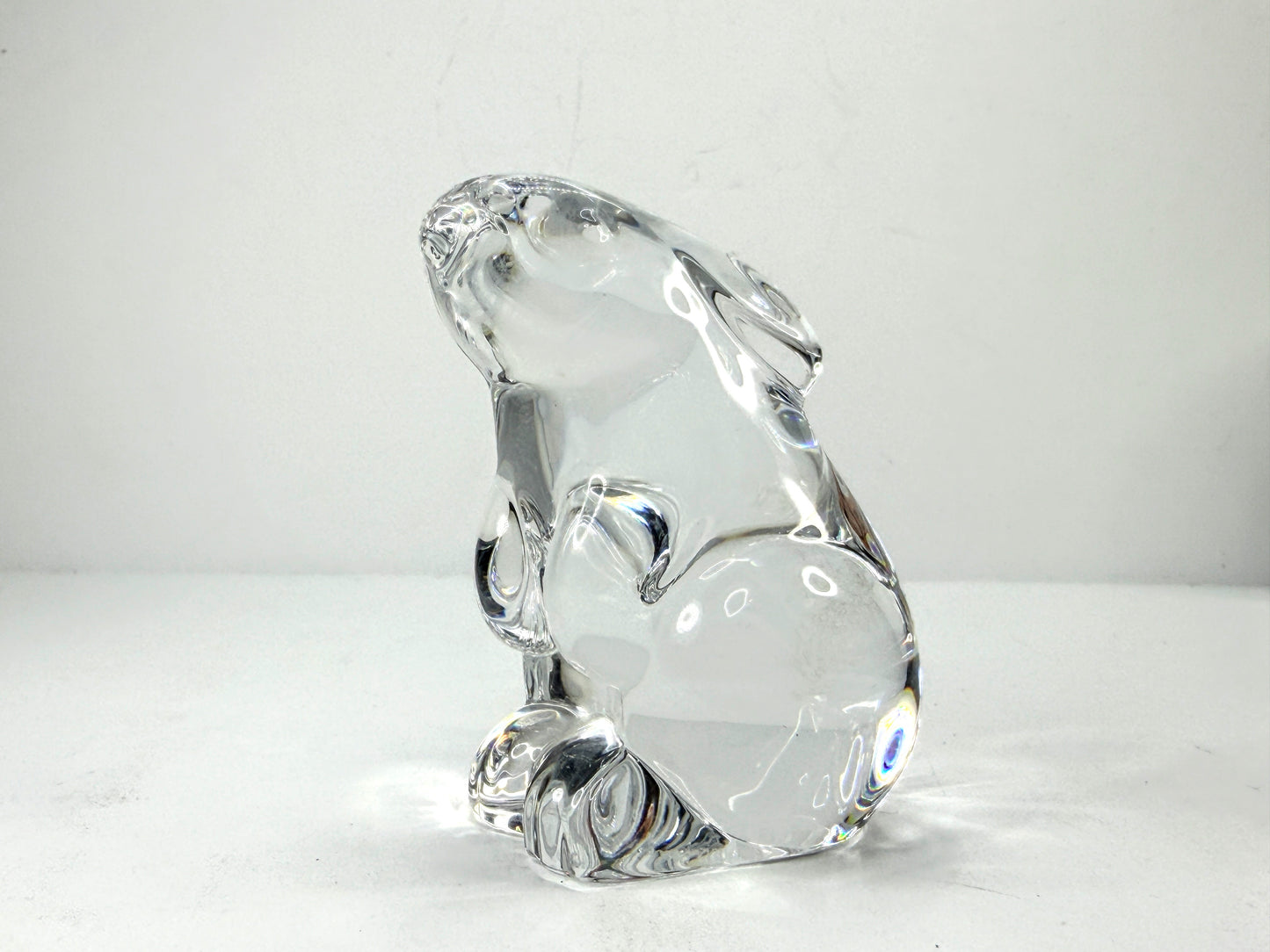 Vintage Baccarat Crystal Clear Rabbit Figurine Paperweight A1120