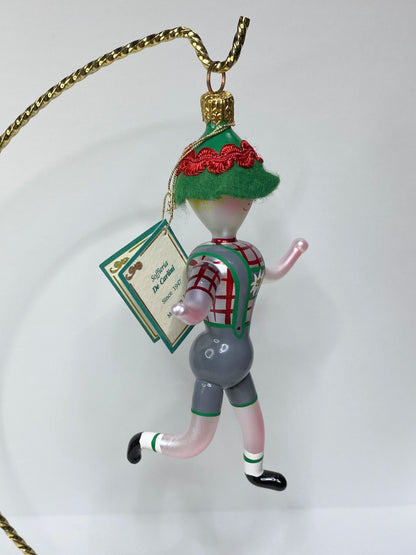Soffieria De Carlini glass Christmas ornament in Bavarian-style lederhosen XN88