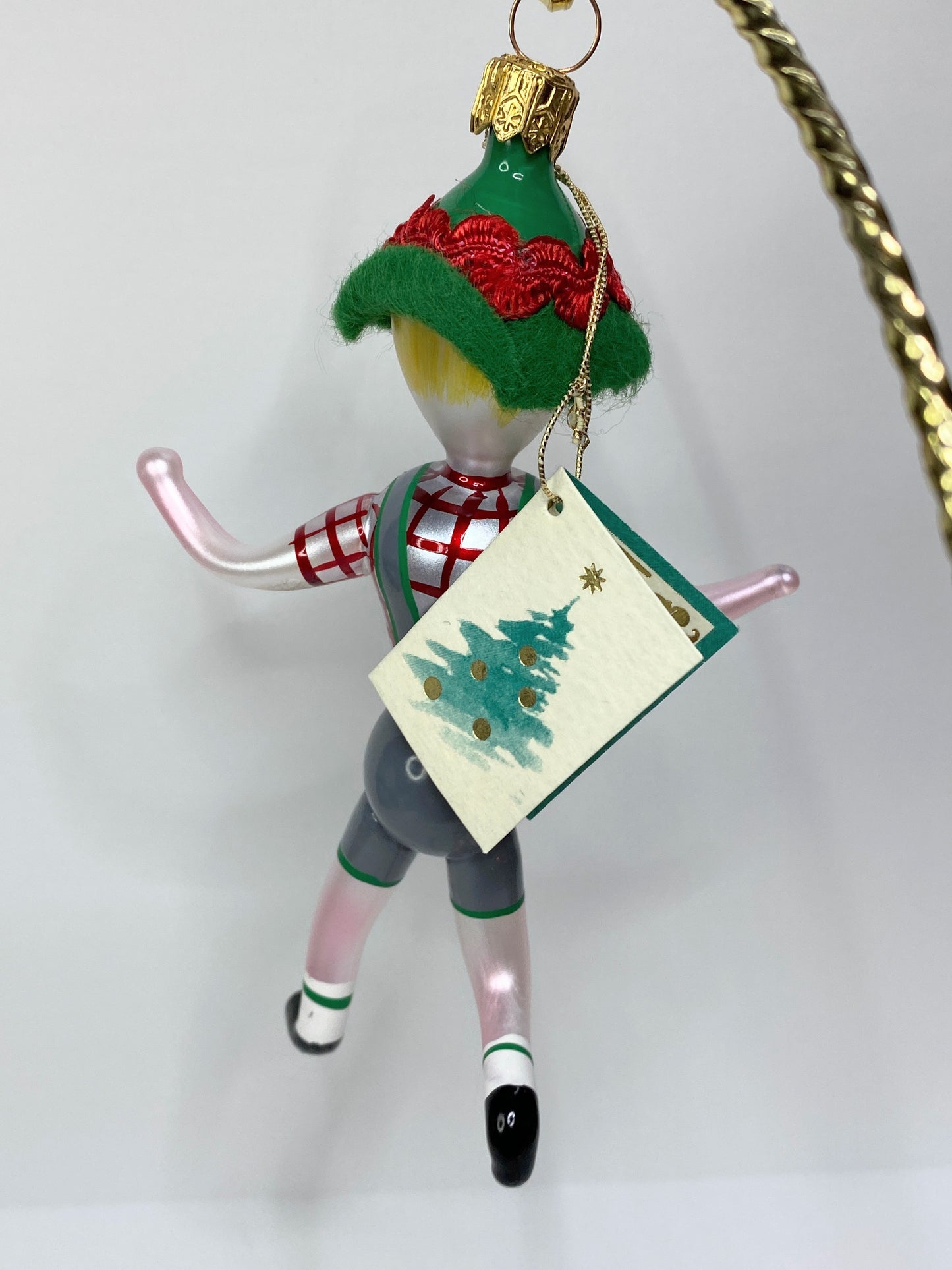 Soffieria De Carlini glass Christmas ornament in Bavarian-style lederhosen XN88