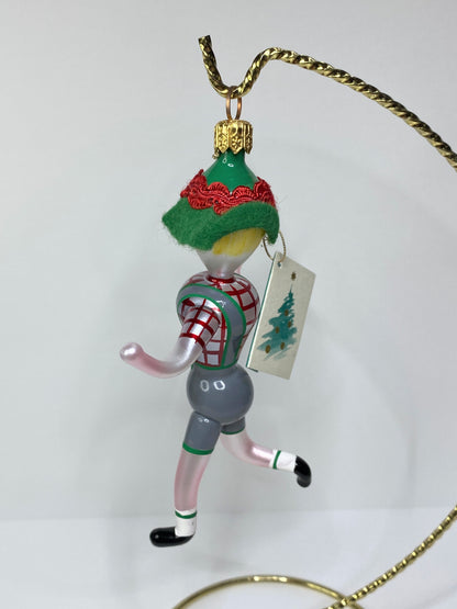 Soffieria De Carlini glass Christmas ornament in Bavarian-style lederhosen XN88